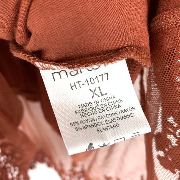 SOLD Marlow Tunic Tank Top Womens Size XL Rust Sheer Mesh Crochet Lace Hem - Picture 7 of 7